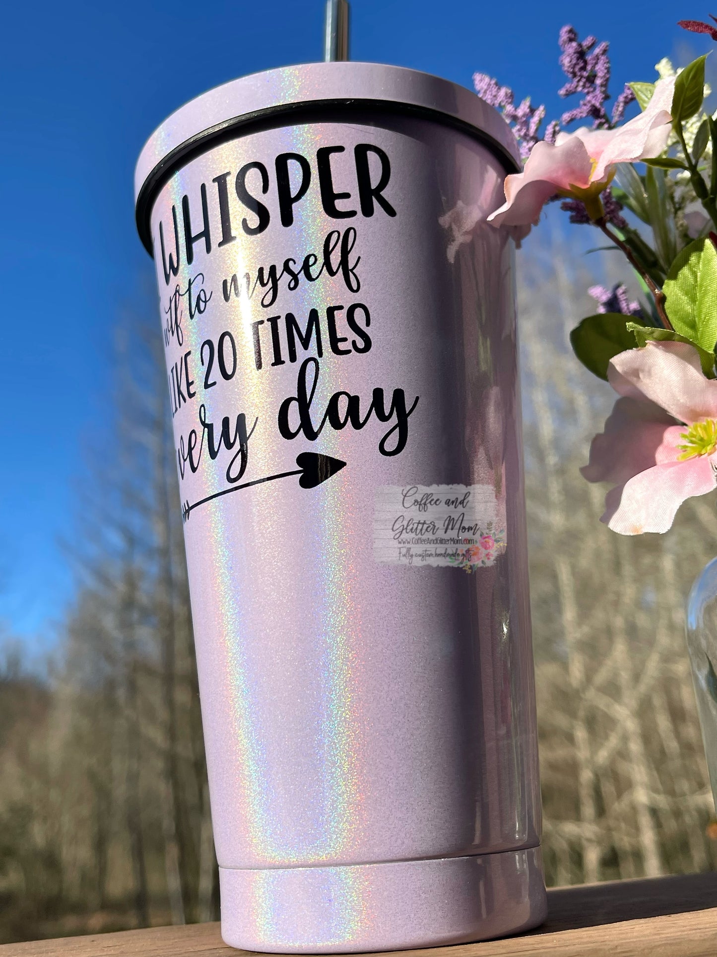 I Whisper WTF 16oz Purple Rainbow Tumbler