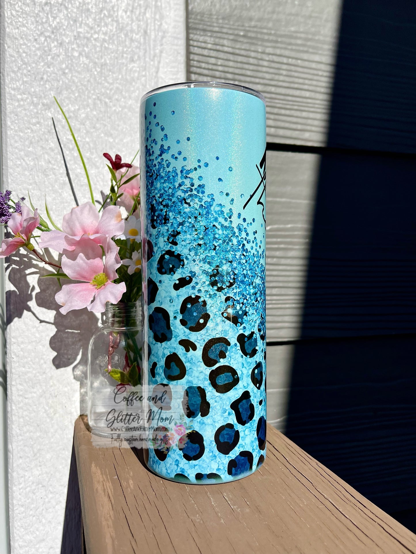 Manifest That Shit Animal Print 20oz Holographic Mint Blue Skinny Tumbler