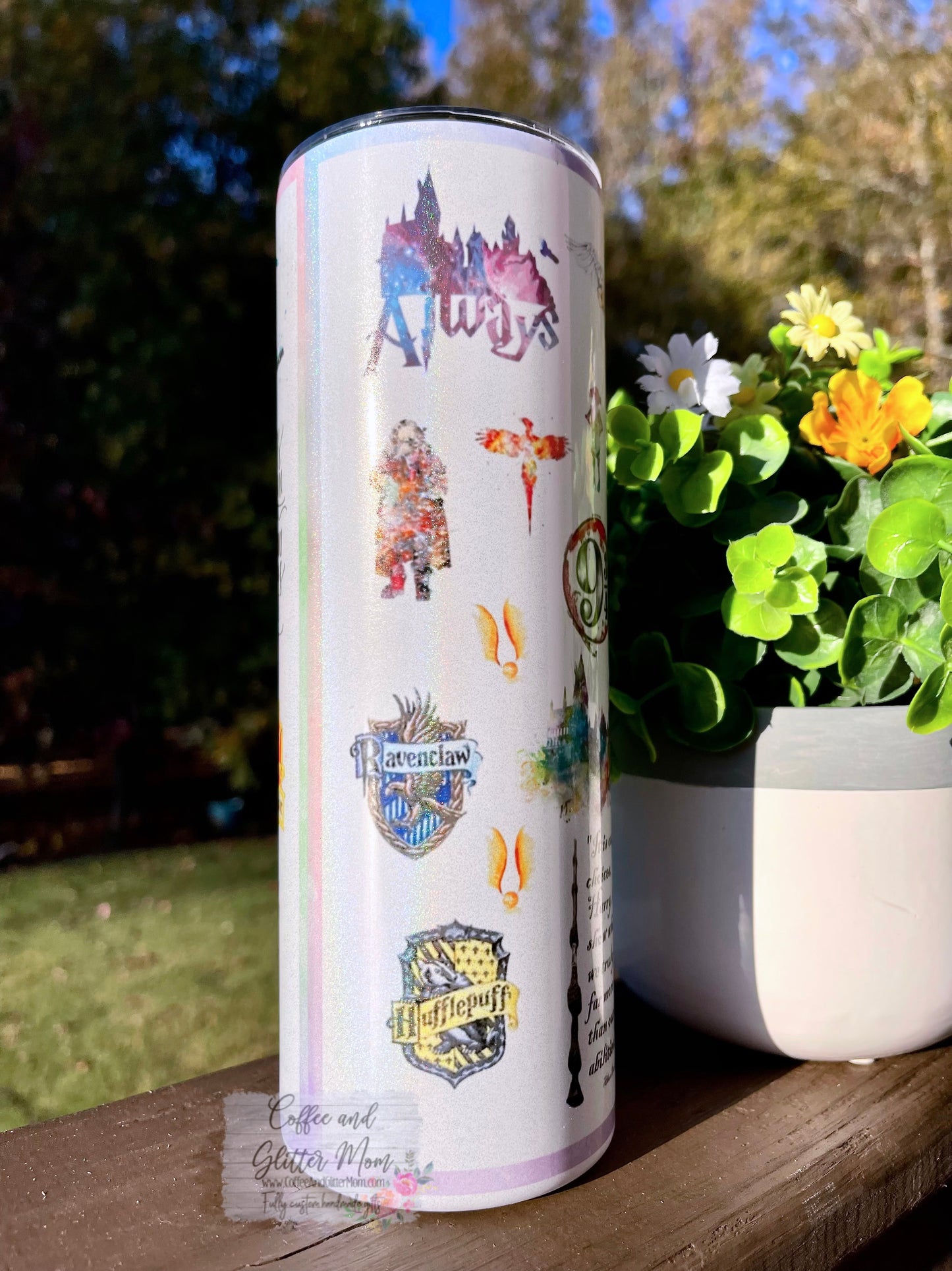 Watercolor Wizard 20oz Holographic White Skinny Tumbler