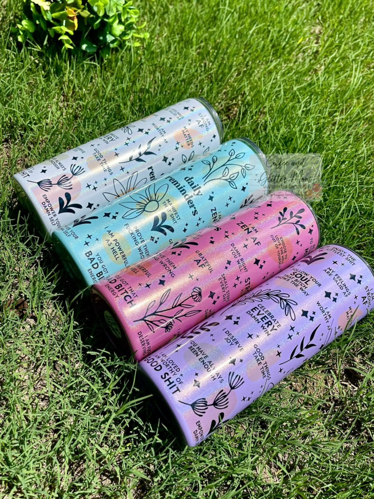 Daily Reminders 20oz Holographic Rainbow Skinny Tumbler
