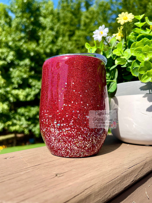 Laser Blood Red And Classy Chunky 14oz Wine Tumbler with Lid and Straw