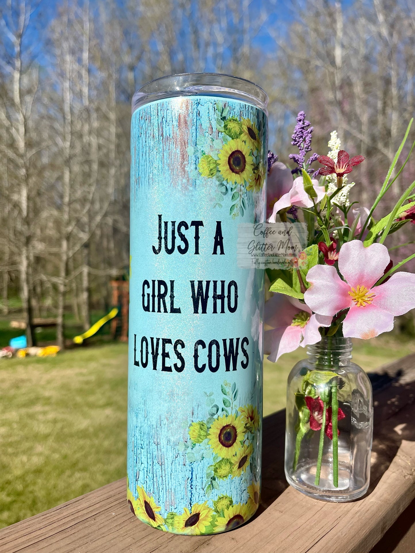 Just A Girl Who Loves Cows 20oz Mint Rainbow Skinny Tumbler