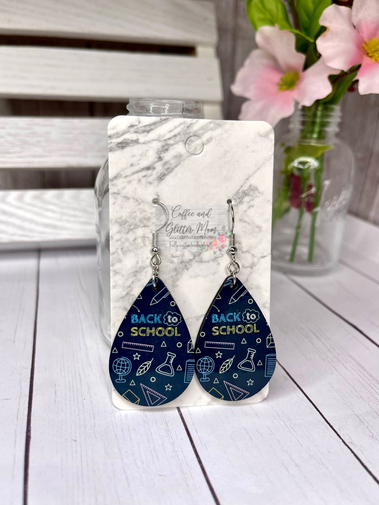 Back to School Blackboard Teardrop Earrings