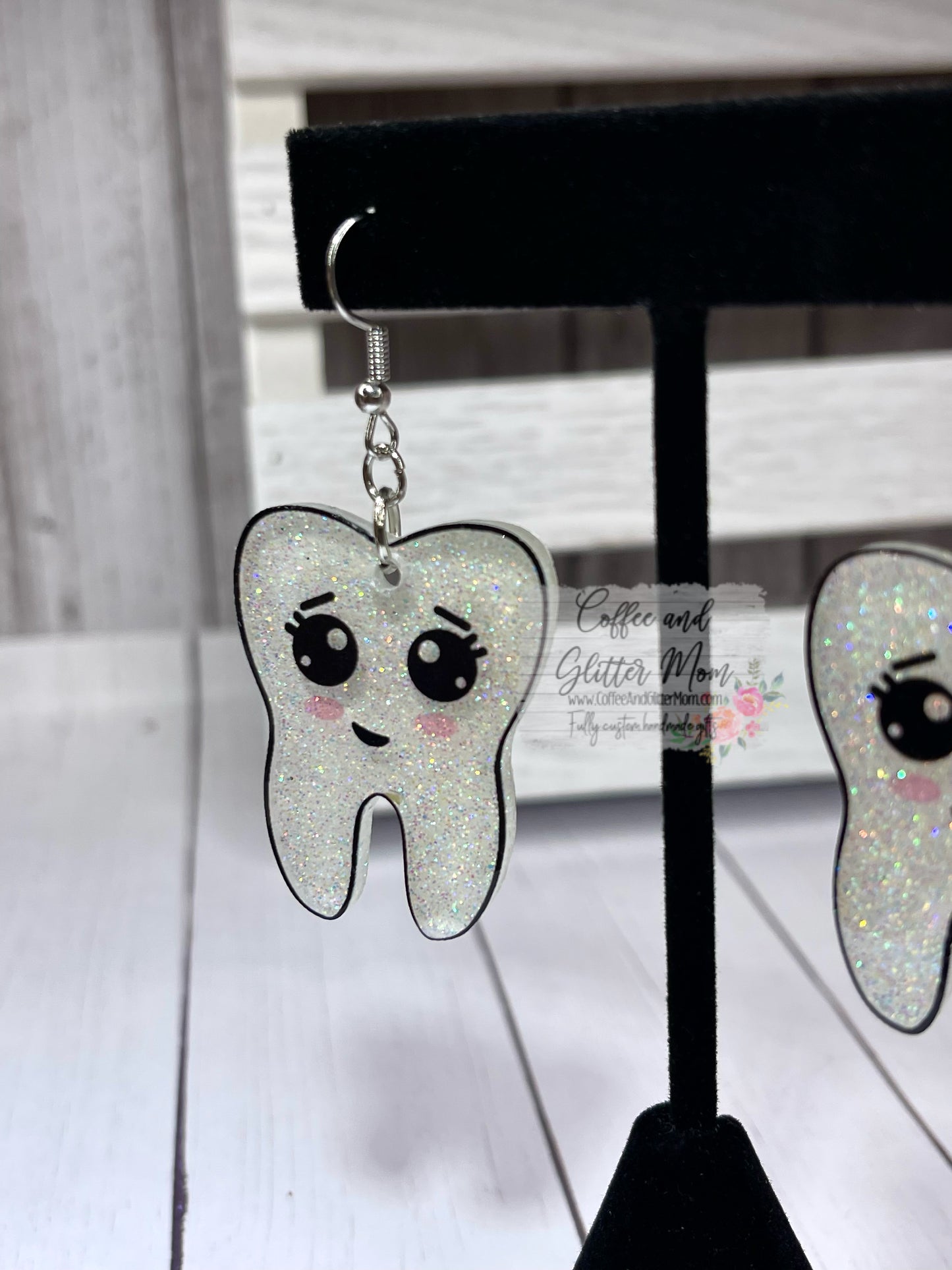 Sparkling Teeth Glitter Acrylic Earrings