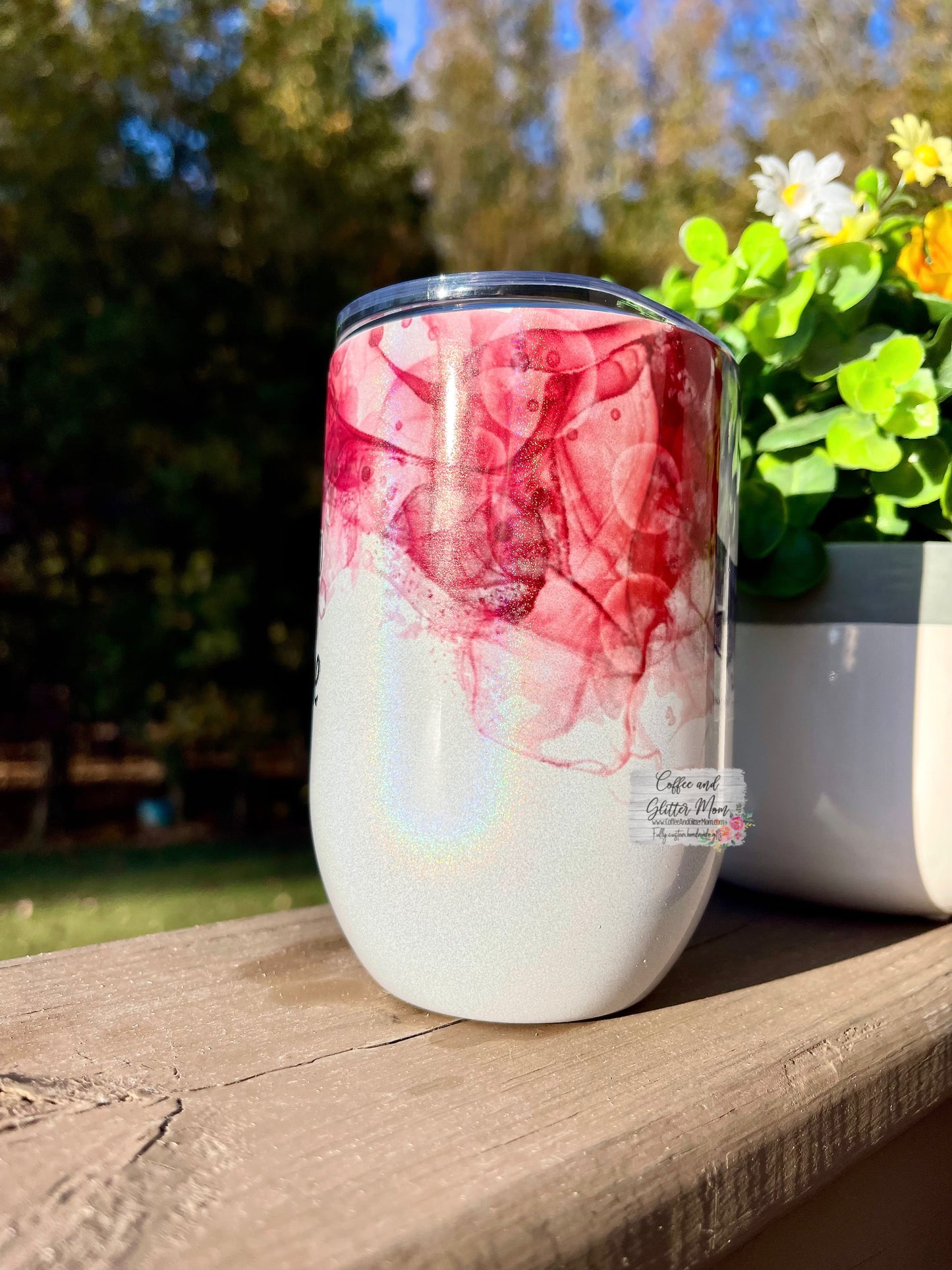 Will Trade Husband for Wine 12oz Holographic Sparkle Wine Tumbler