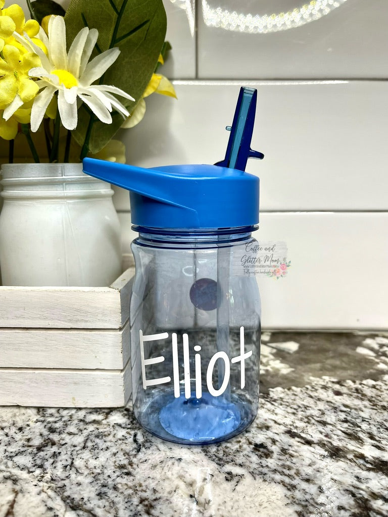 Plastic 13oz Kids Clear Water Bottle With Vinyl Name