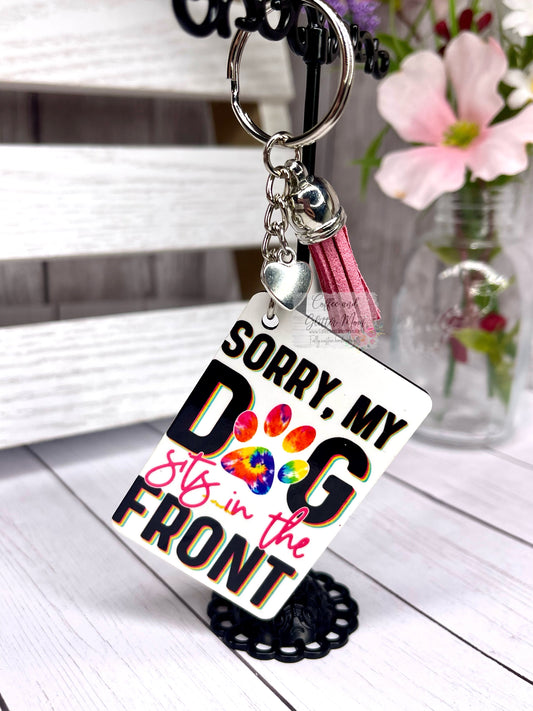 Dog Sits In Front Keychain