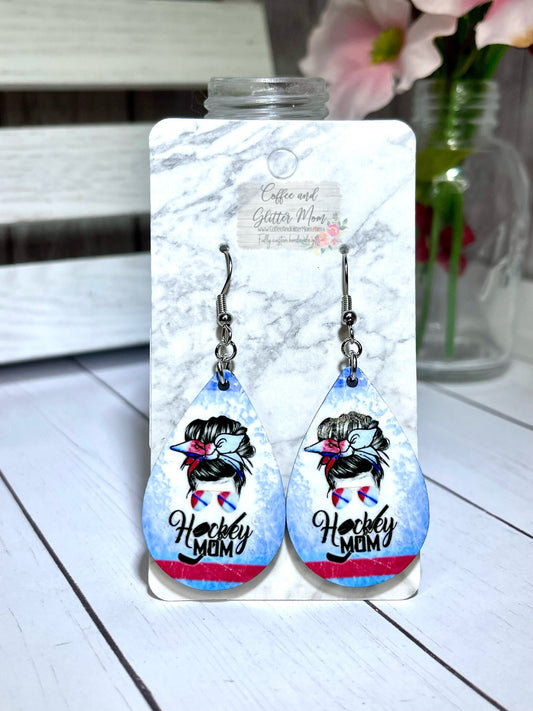 Hockey Mom Teardrop Earrings RTS