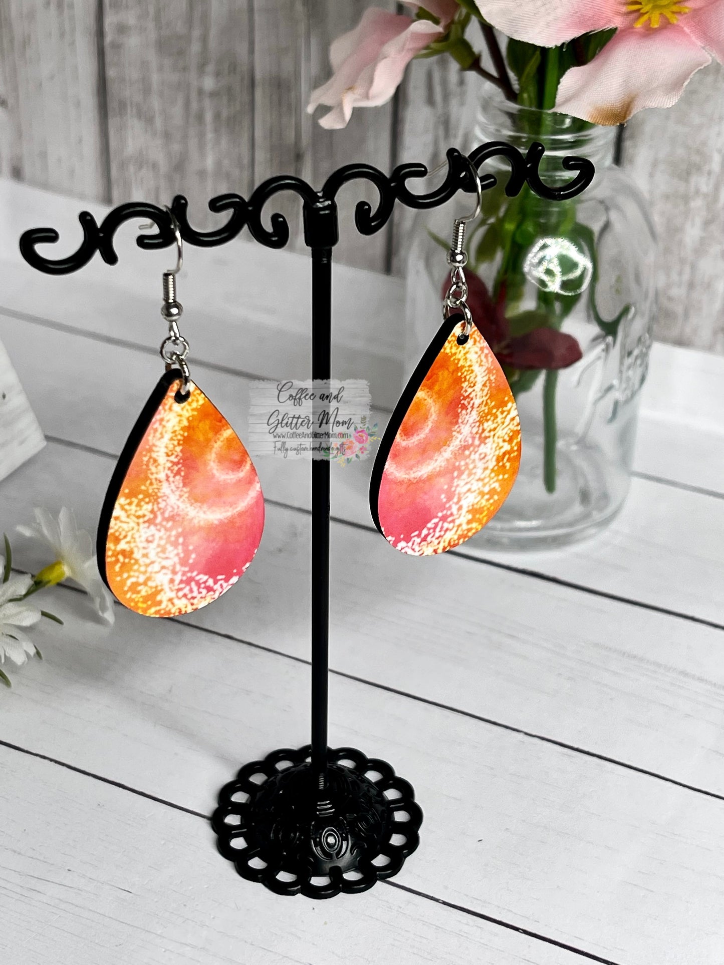 Pink and Orange Glitz Earrings