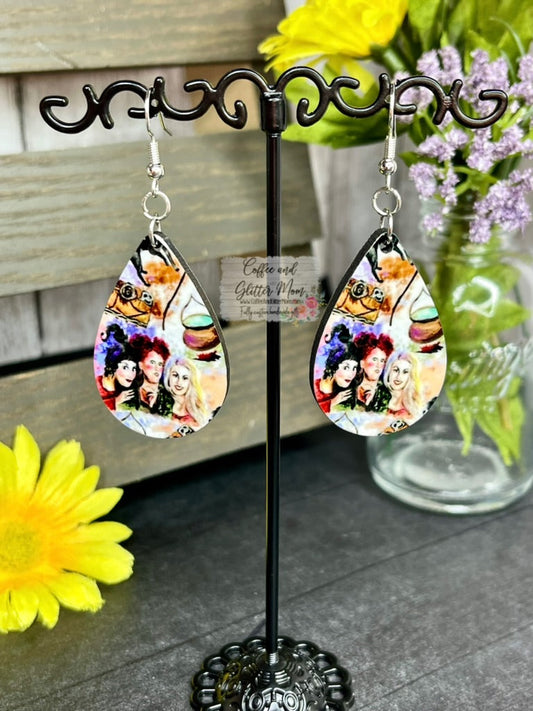 RTS Watercolor Witches Halloween Earrings