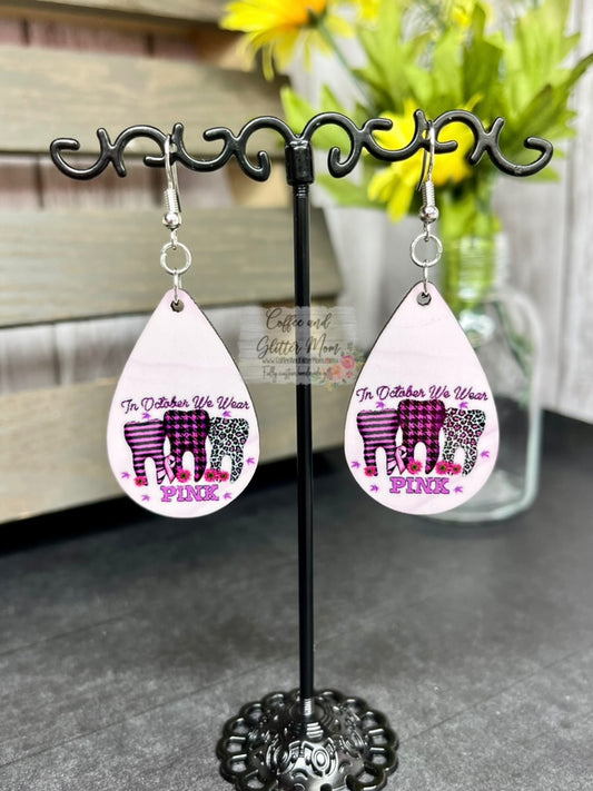In October We Wear Pink Halloween Teeth Earrings