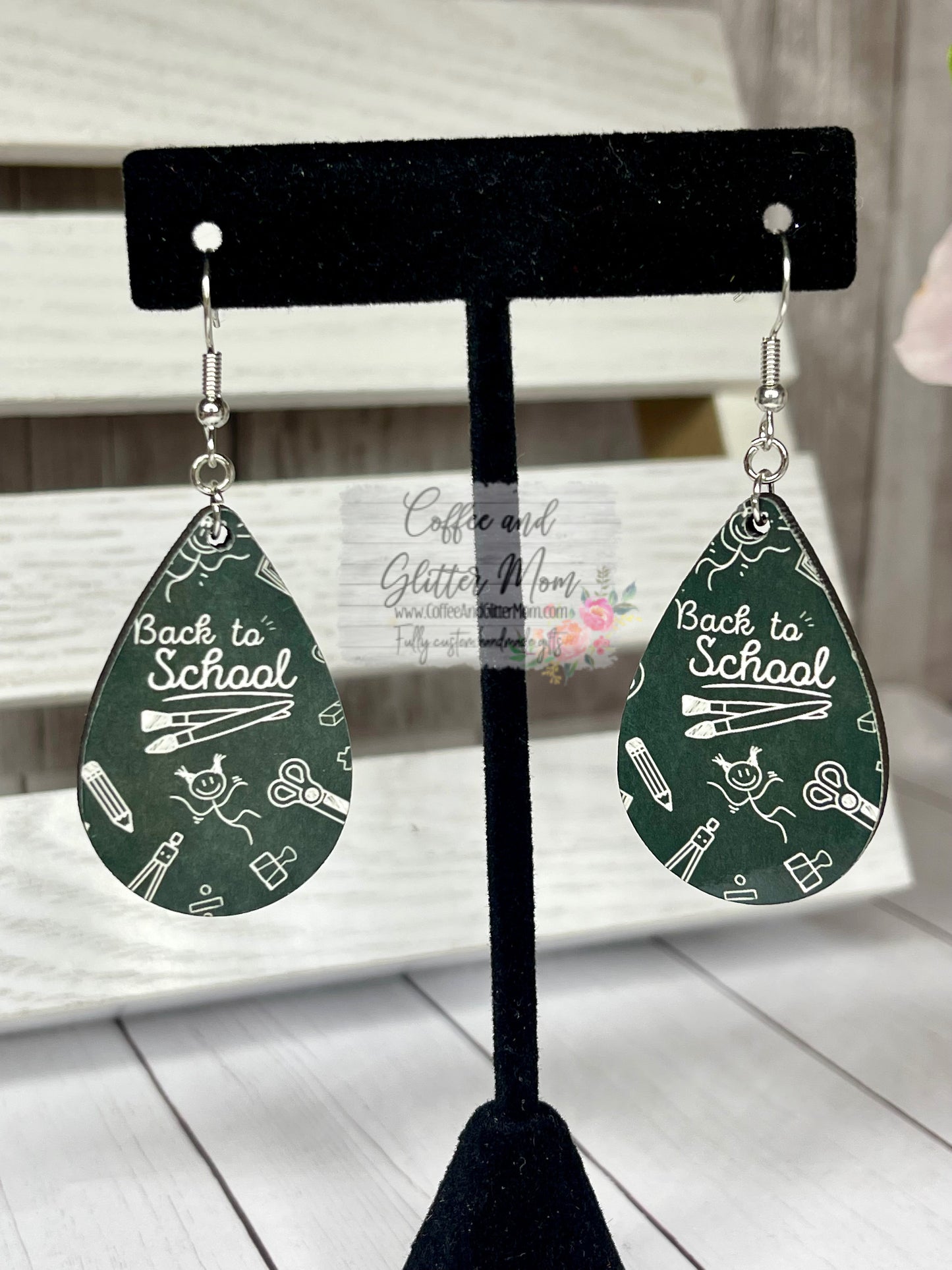 Back to School Blackboard Teardrop Earrings