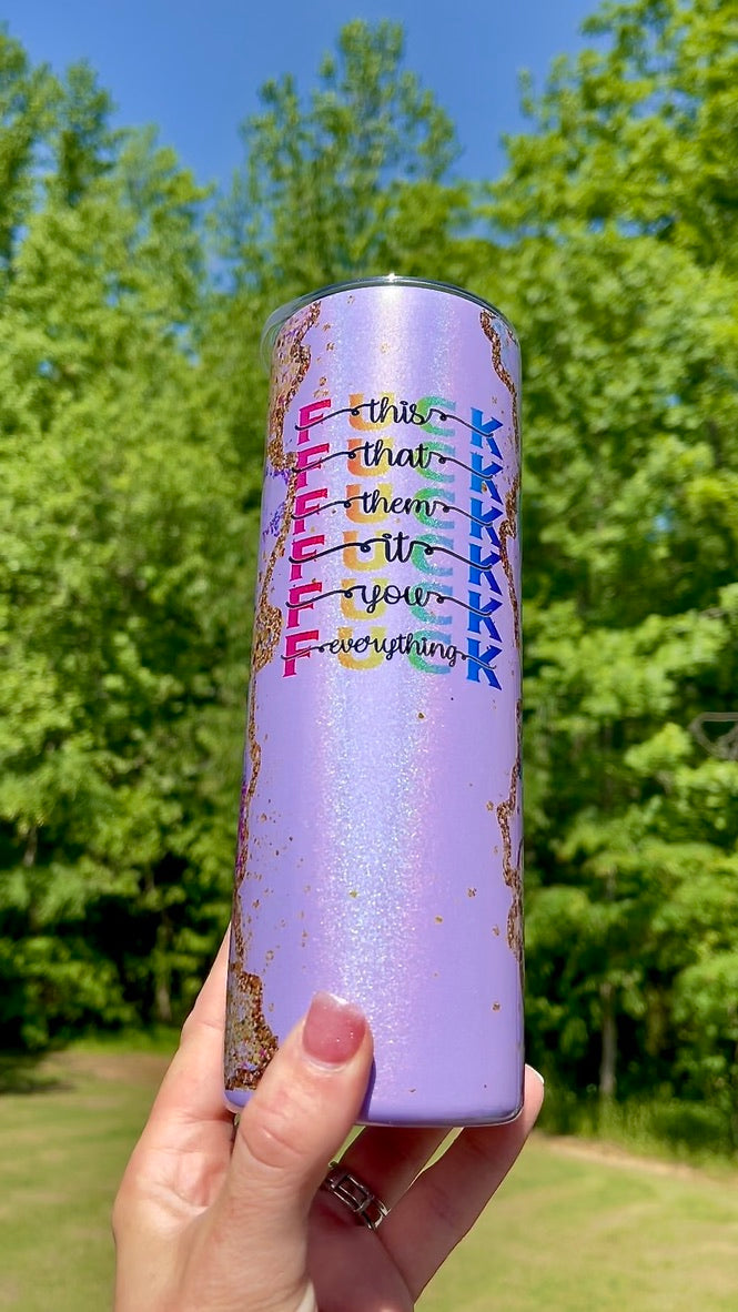 Fuck Everything Purple Cheetah 20oz Skinny Tumbler