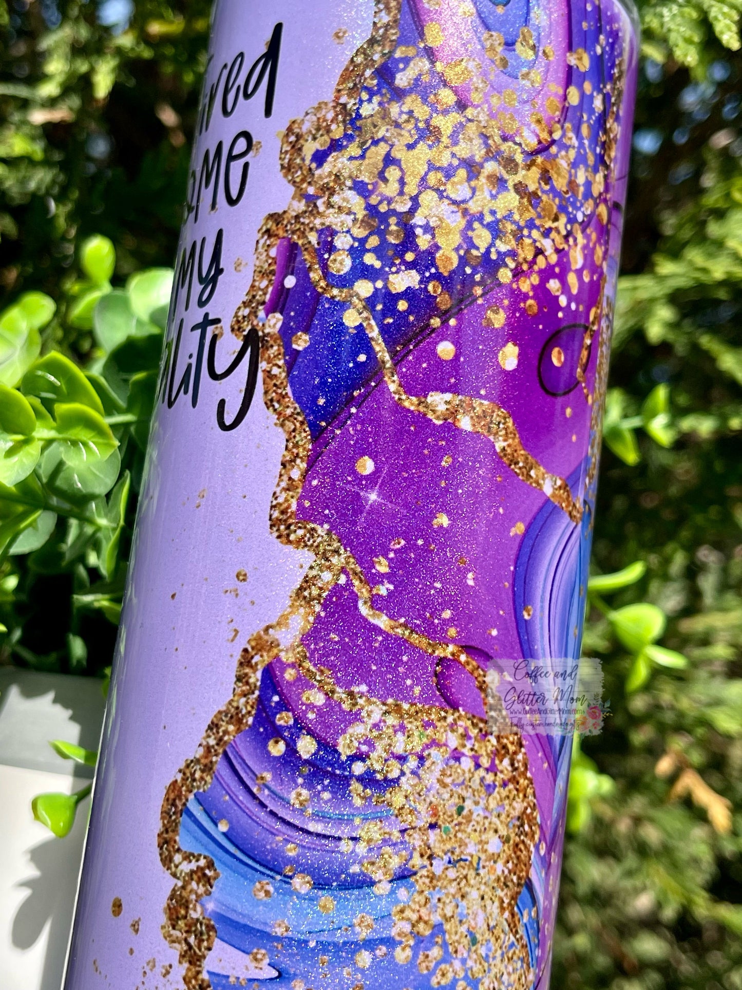 Being Tired has Become Part Of My Personality 20oz Purple Rainbow Skinny Tumbler