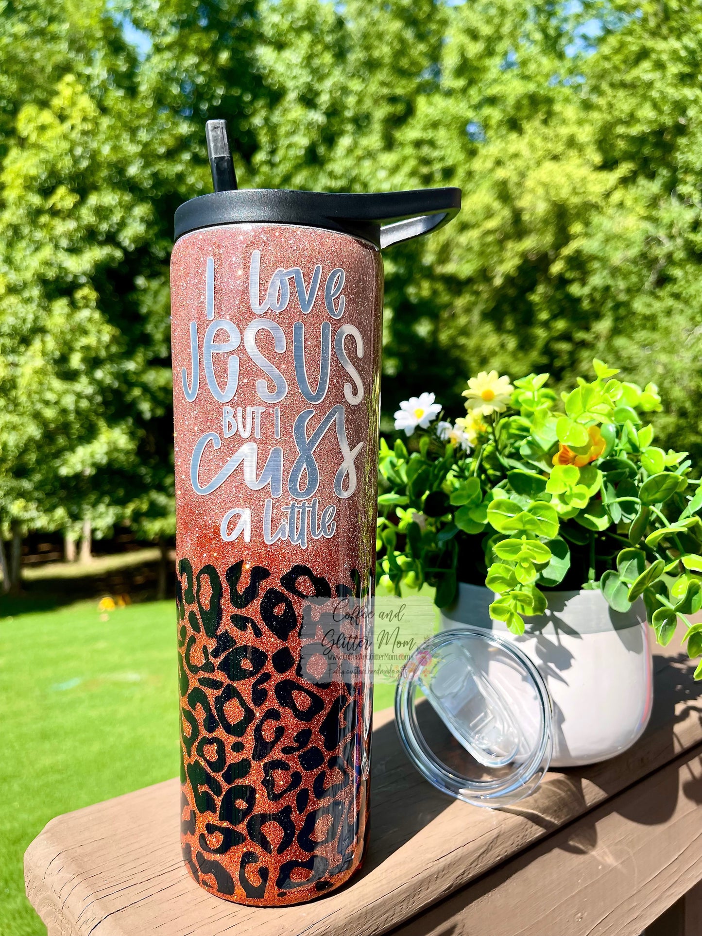 I Love Jesus But I Cuss A Little 30oz Duo-Lid Skinny Tumbler