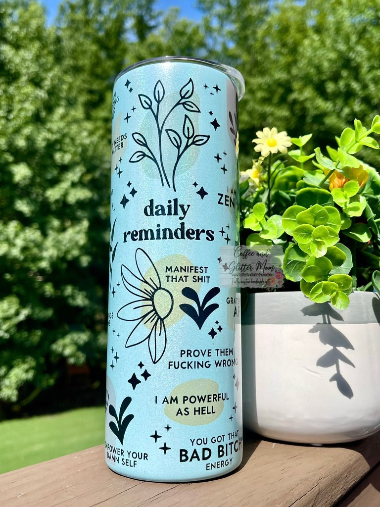 Daily Reminders 20oz Holographic Rainbow Skinny Tumbler