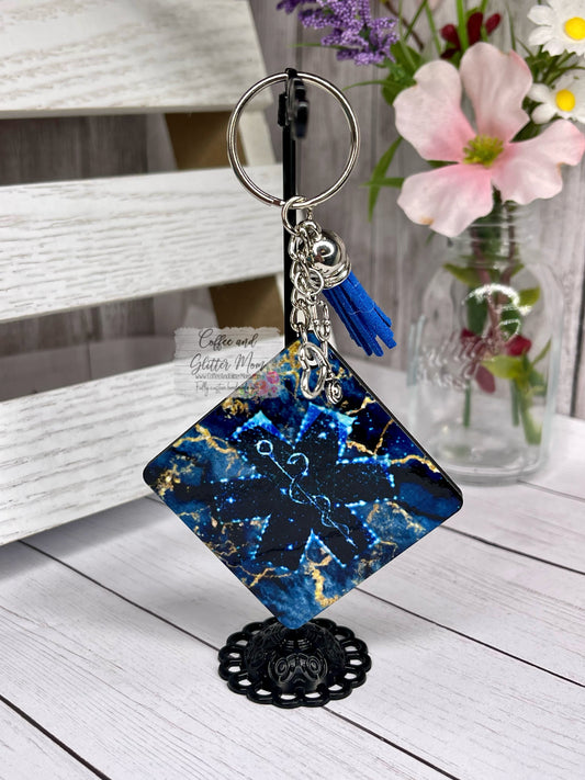 Marble Star of Life Keychain