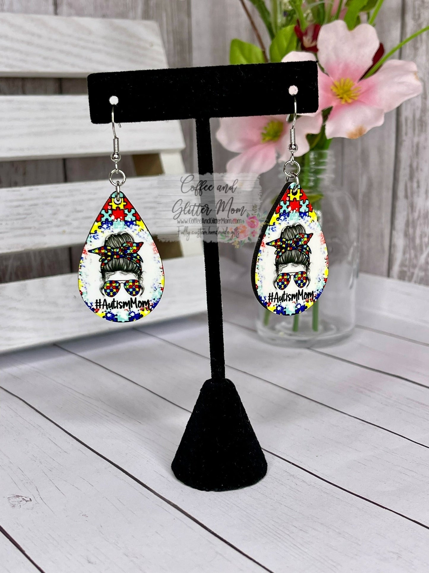 RTS Blue Autism Mom Earrings