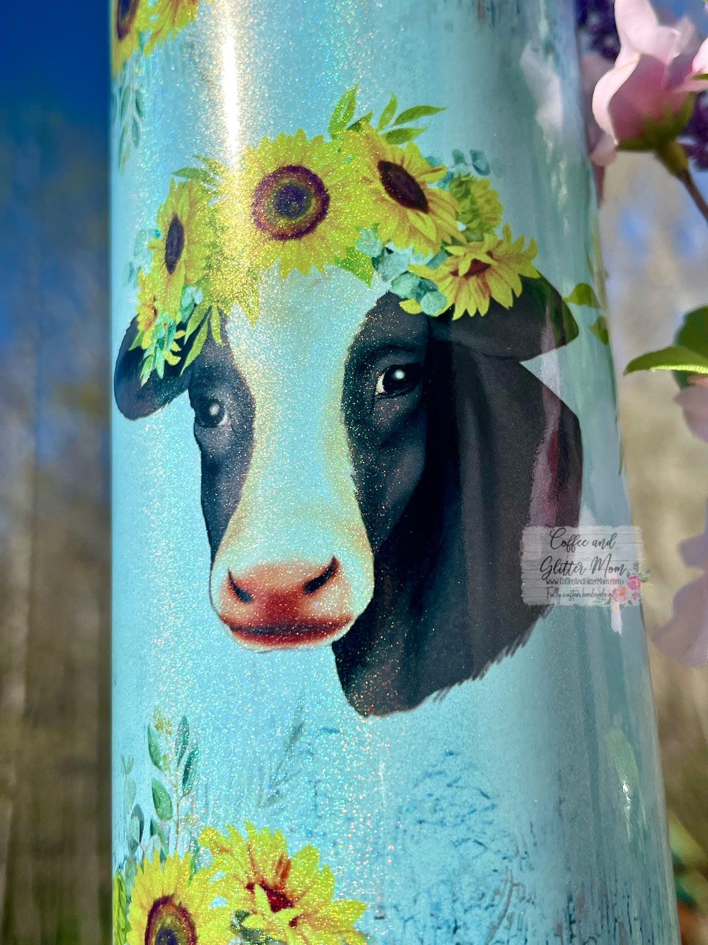 Just A Girl Who Loves Cows 20oz Mint Rainbow Skinny Tumbler