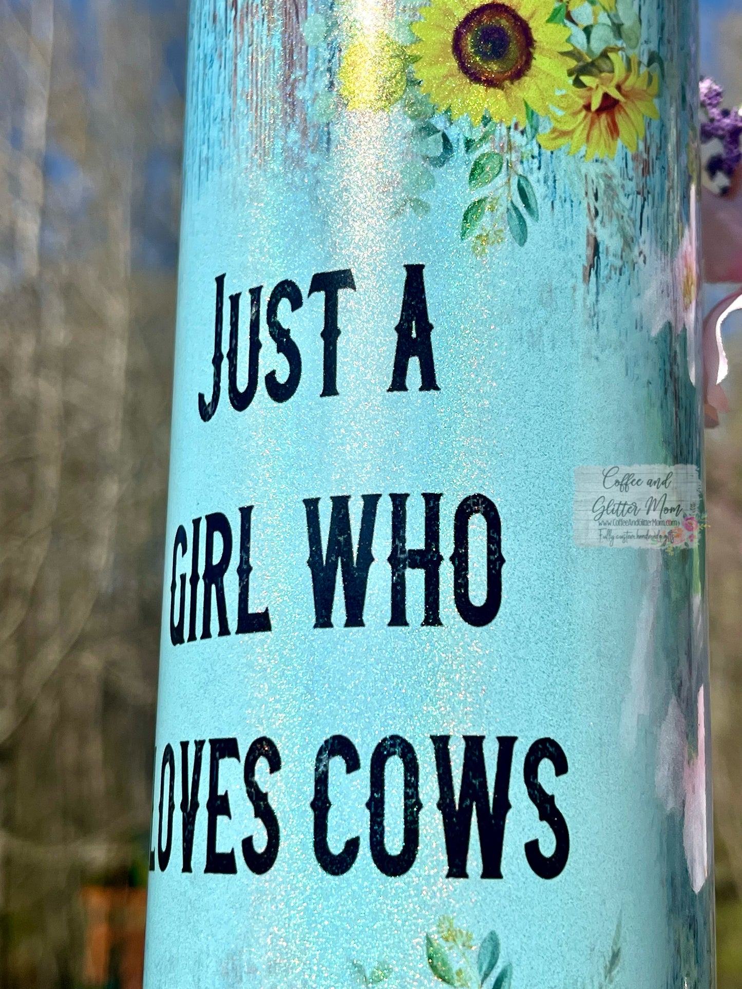 Just A Girl Who Loves Cows 20oz Mint Rainbow Skinny Tumbler