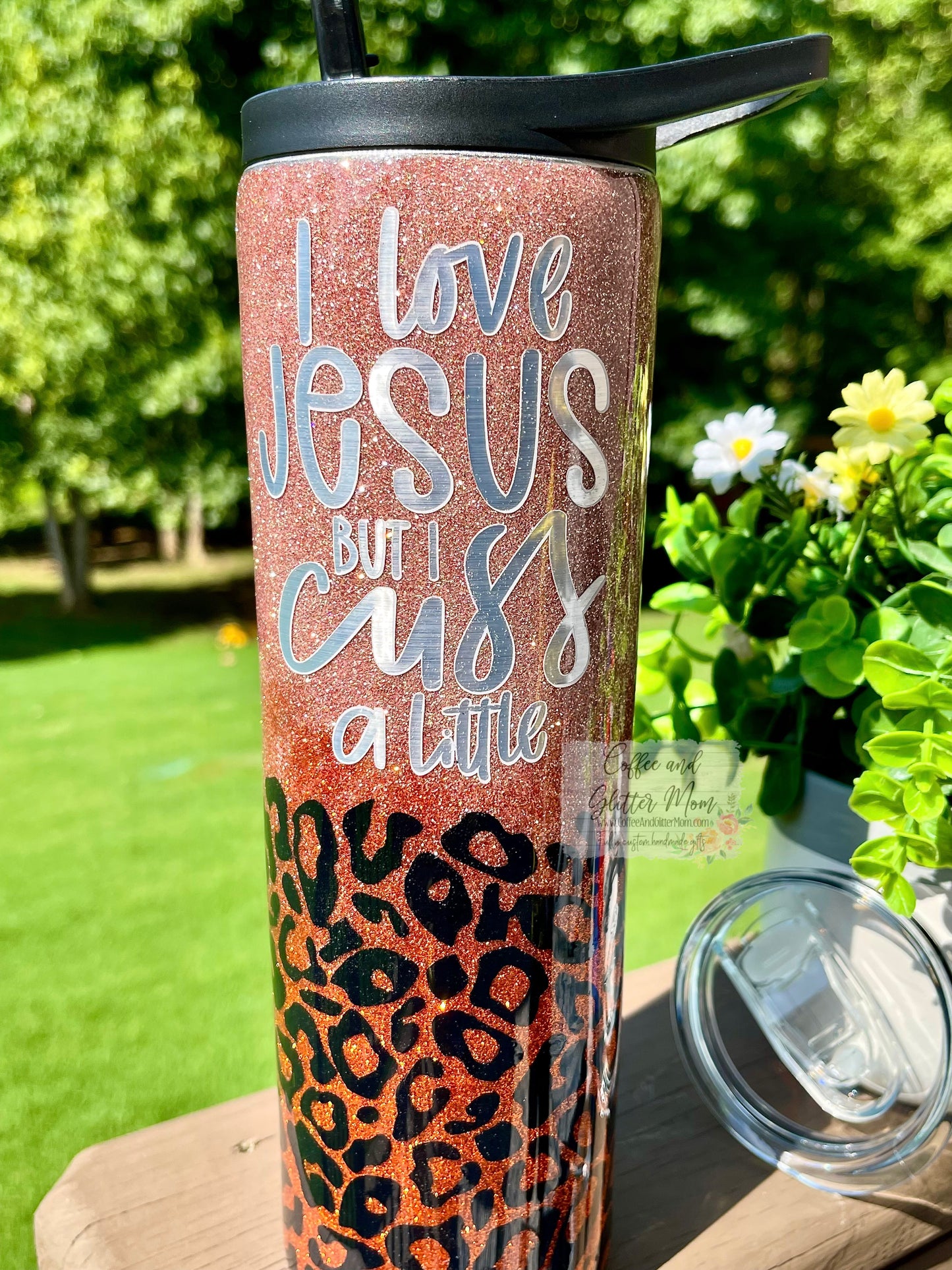 I Love Jesus But I Cuss A Little 30oz Duo-Lid Skinny Tumbler