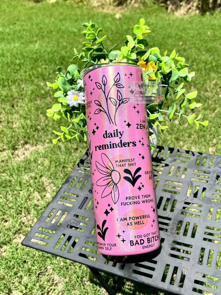 Daily Reminders 20oz Holographic Rainbow Skinny Tumbler