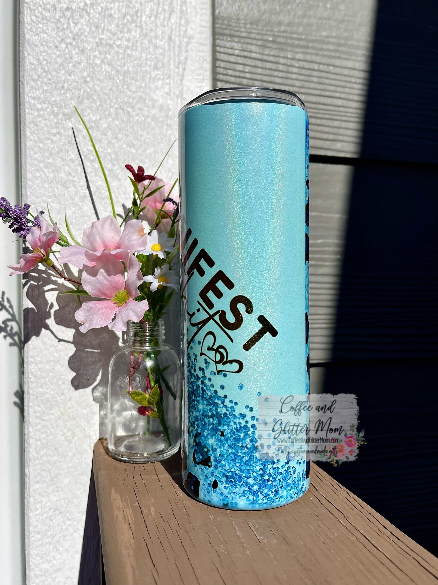 Manifest That Shit Animal Print 20oz Holographic Mint Blue Skinny Tumbler