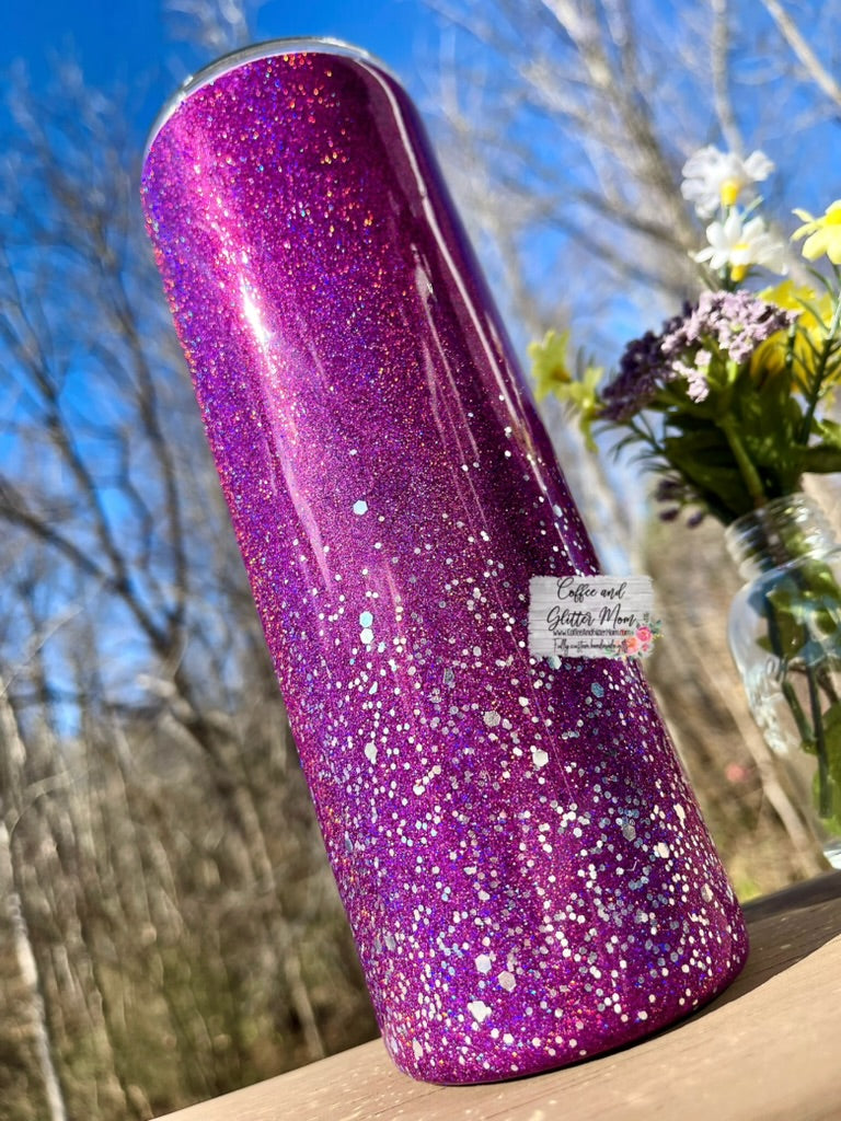 Holographic Plum Purple and Silver 20oz Skinny Tumbler
