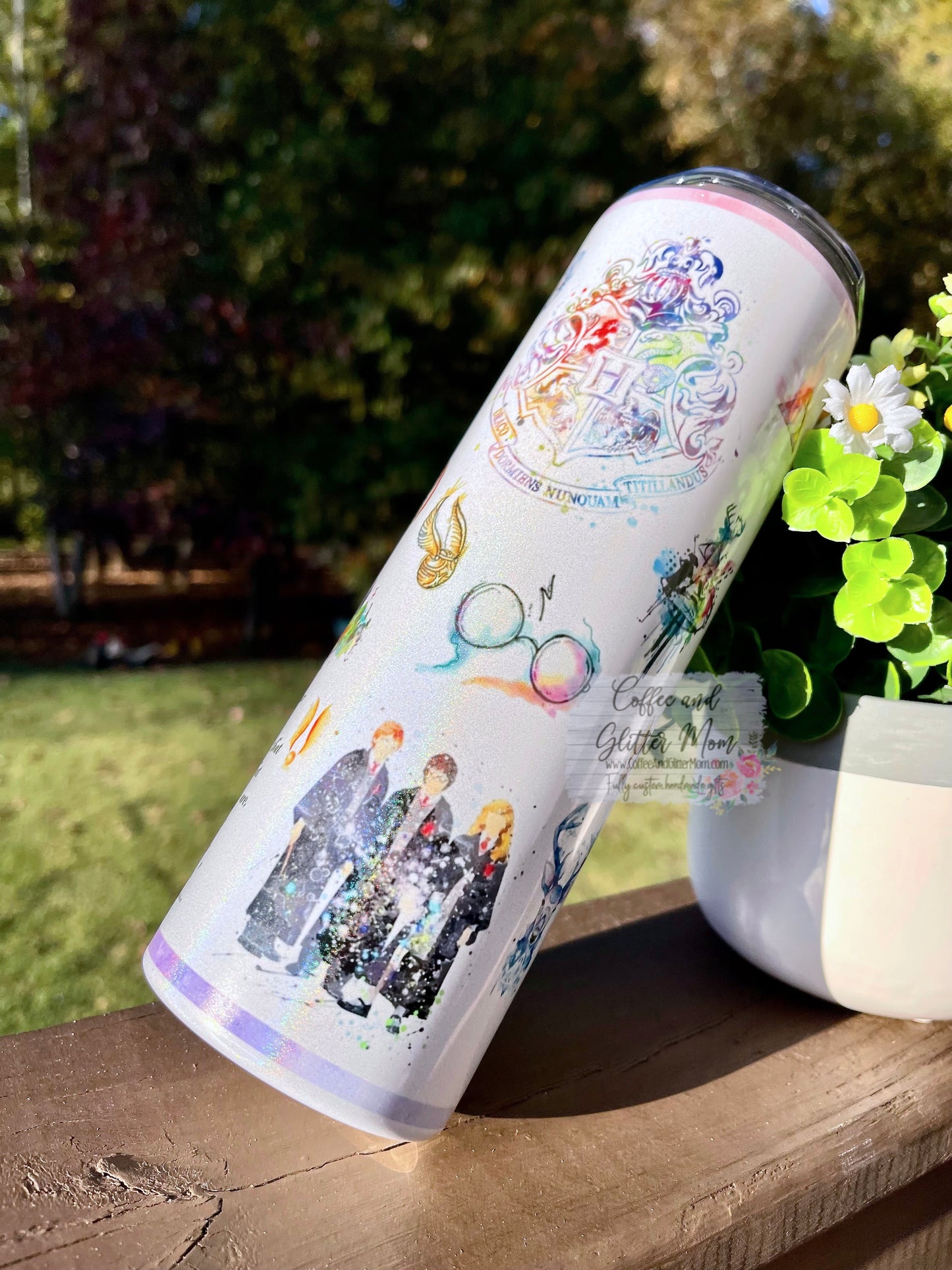 Watercolor Wizard 20oz Holographic White Skinny Tumbler