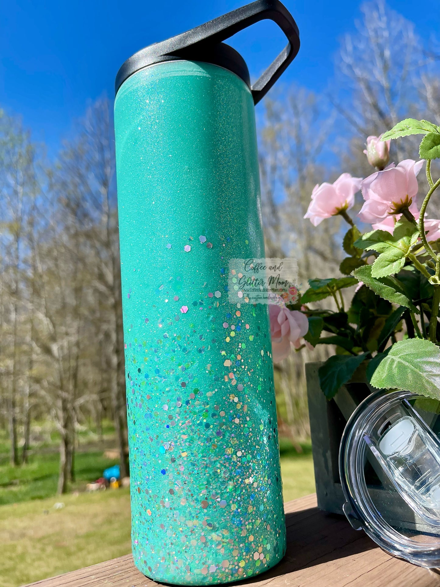 Teal Rainbow 30oz Duo-Lid Skinny Tumbler With Straw