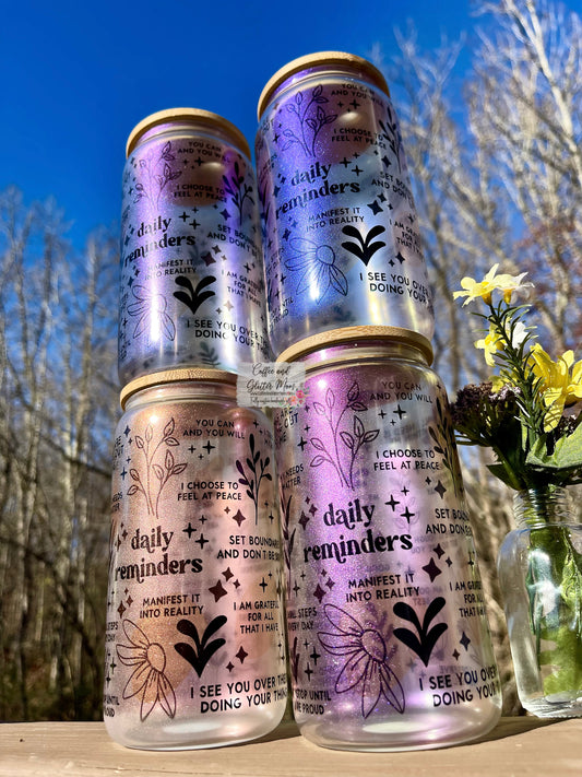 Daily Reminders 16oz Iridescent Glass Can