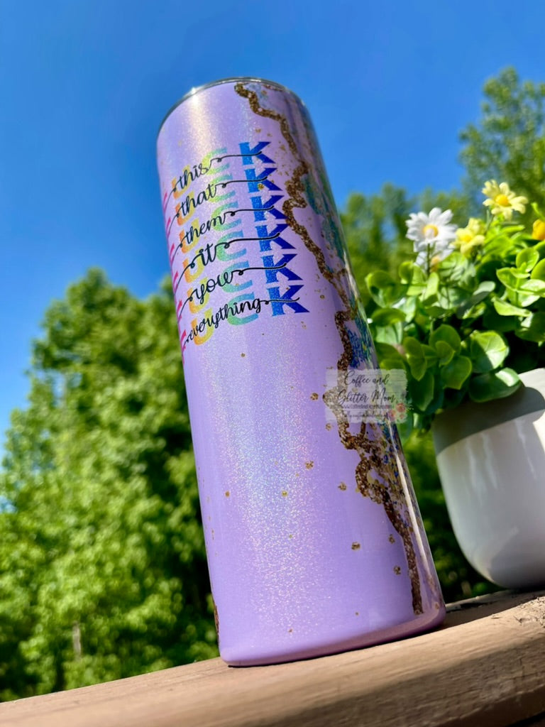 Fuck Everything Purple Cheetah 20oz Skinny Tumbler