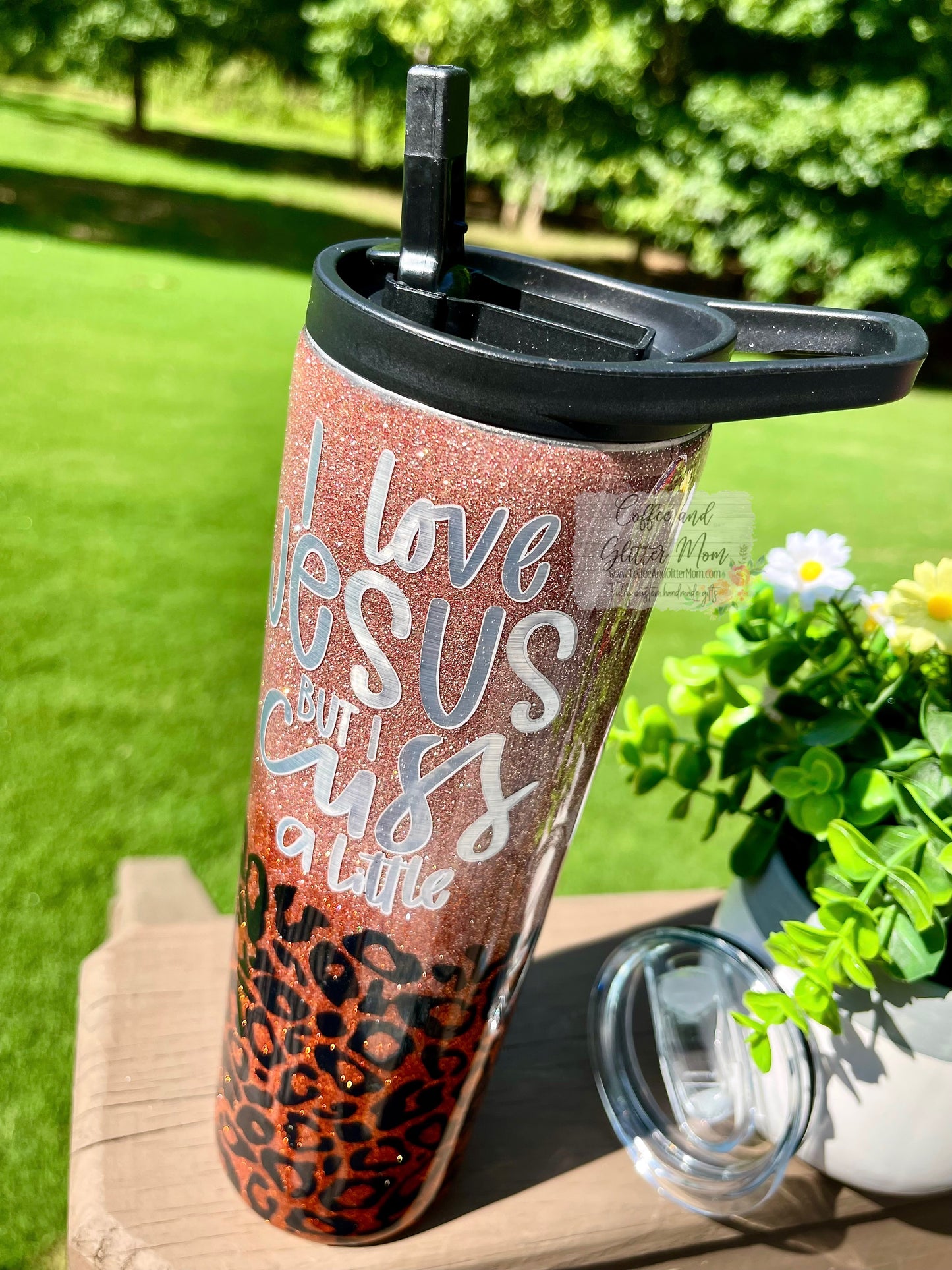 I Love Jesus But I Cuss A Little 30oz Duo-Lid Skinny Tumbler