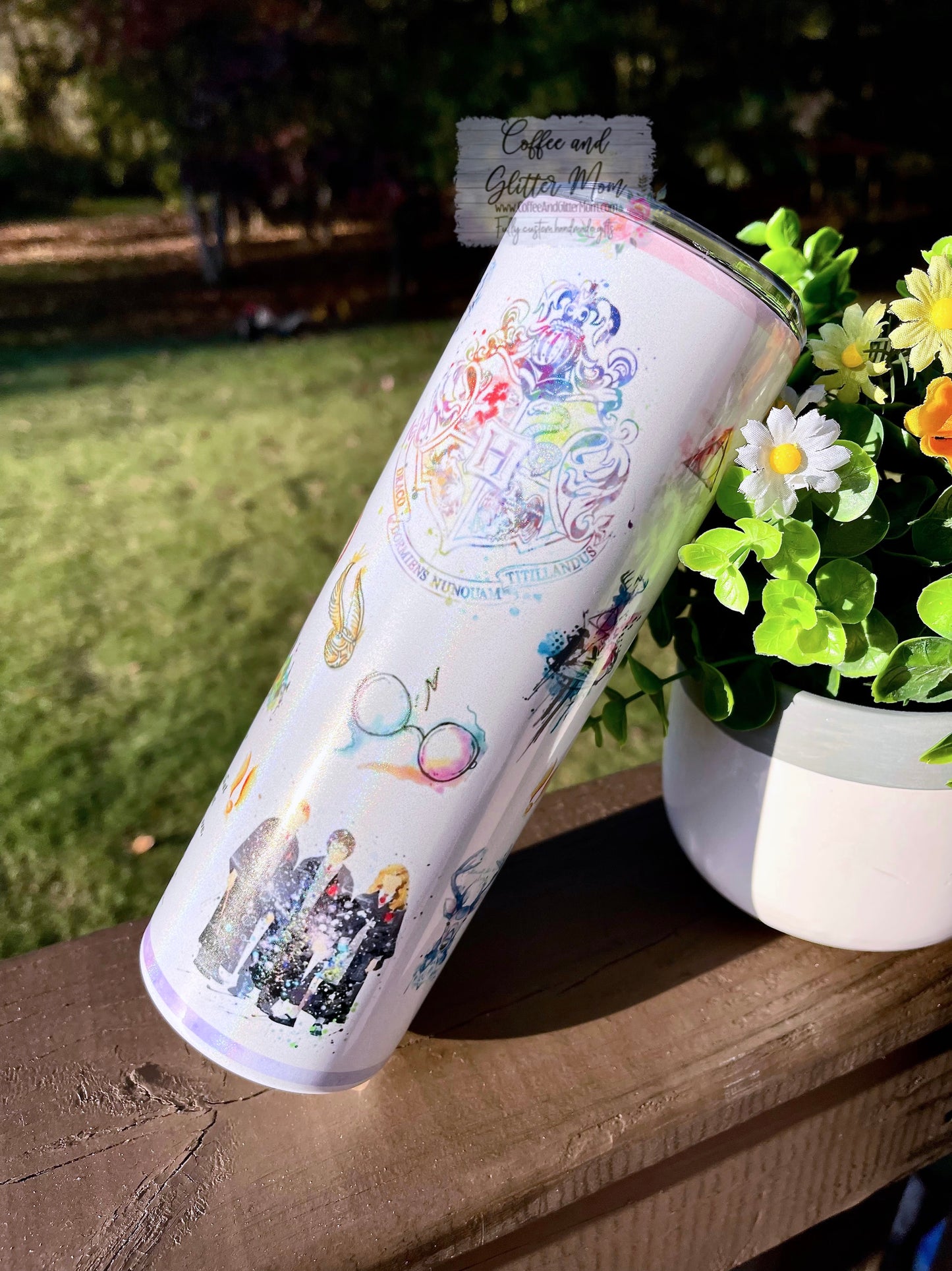 Watercolor Wizard 20oz Holographic White Skinny Tumbler