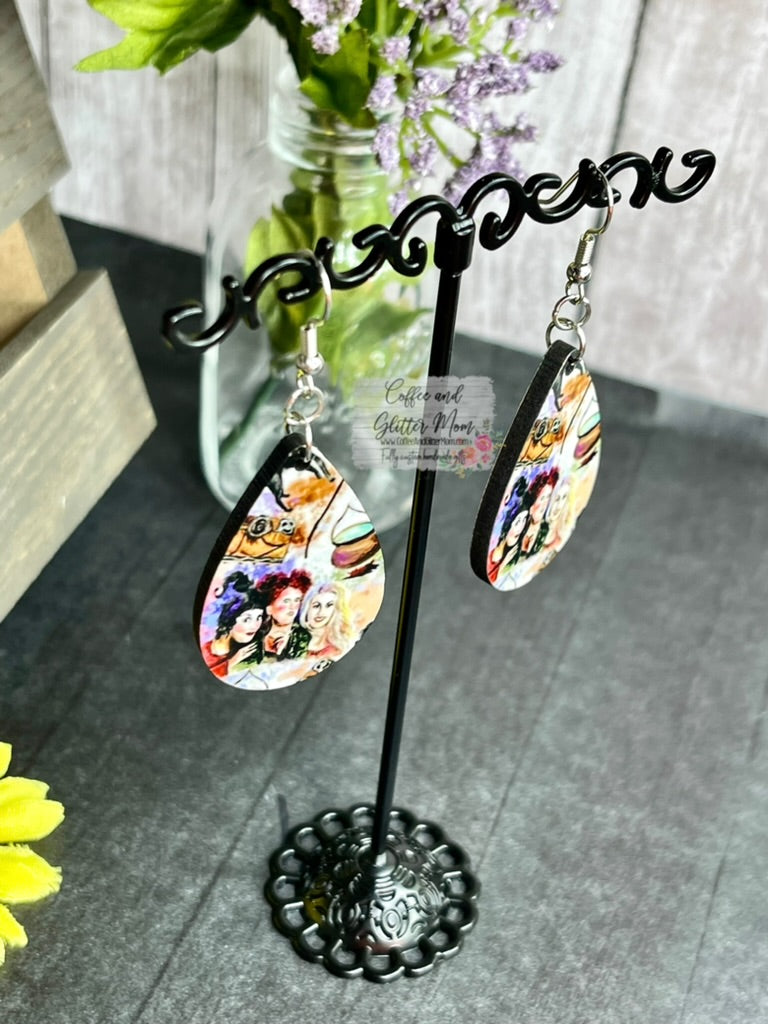 Watercolor Witches Halloween Earrings