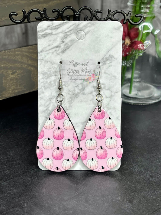 Pink Pumpkins Halloween Earrings