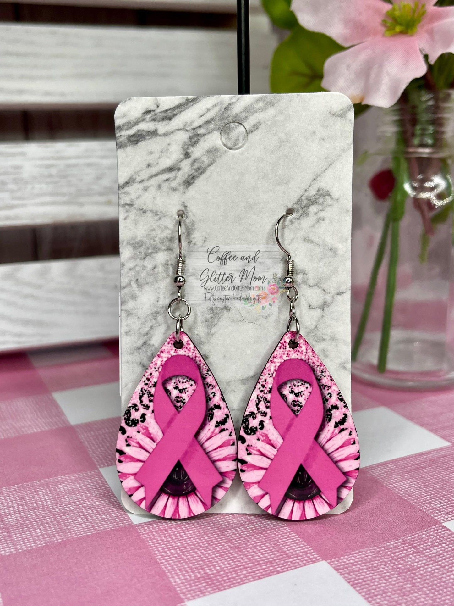 RTS Pink Ribbon Awareness Earrings