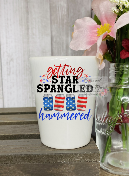 Getting Star Spangled Hammered Shot Glass