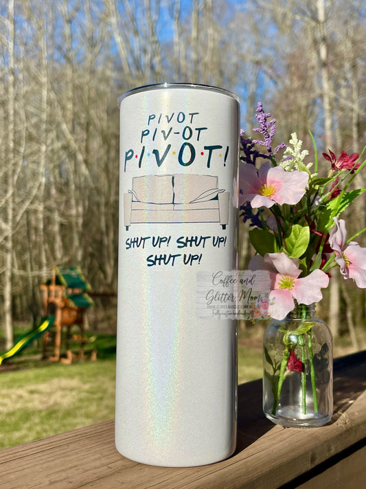 PIVIOT! Friends 20oz White Rainbow Skinny Tumbler