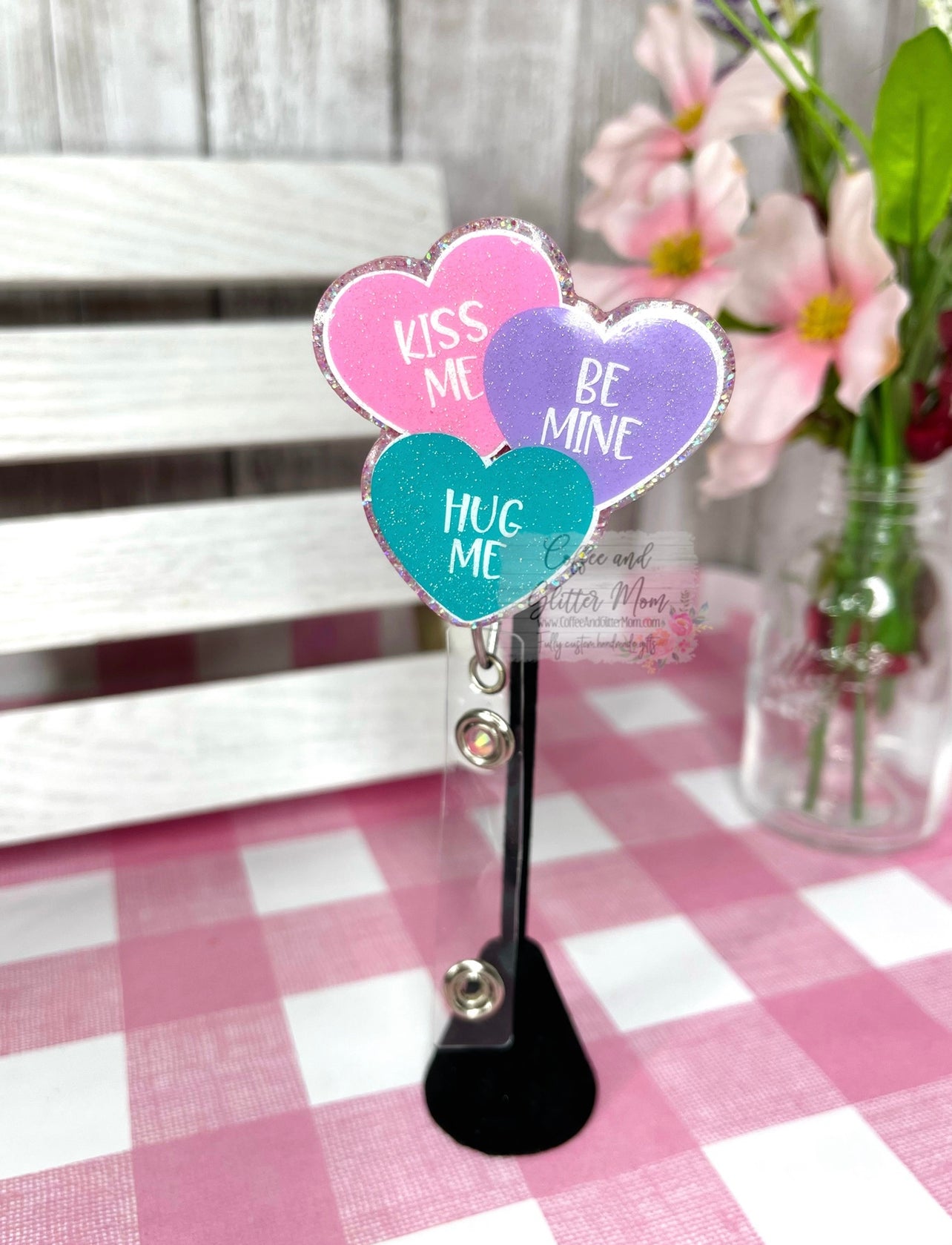 Candy Hearts Valentine's Designer Badge Reel – Coffee And Glitter Mom