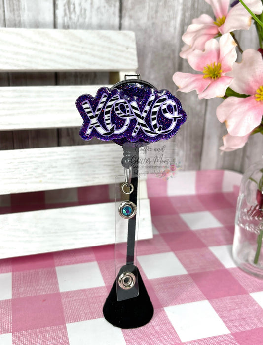 Purple XOXO Valentine's Designer Badge Reel