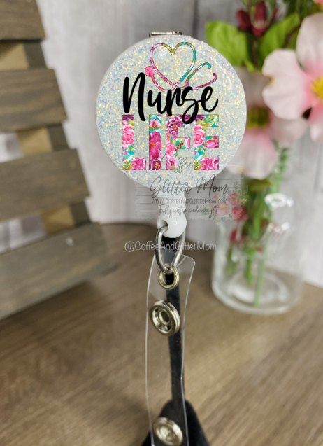 Floral Nurse Life Badge Reel