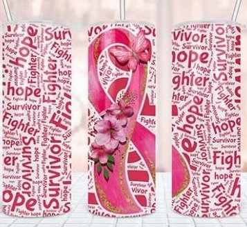 Breast Cancer Pick Your Tumbler 20oz Holographic White Skinny Tumbler