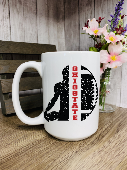 Rough Cut Ohio State Football Ceramic Mug