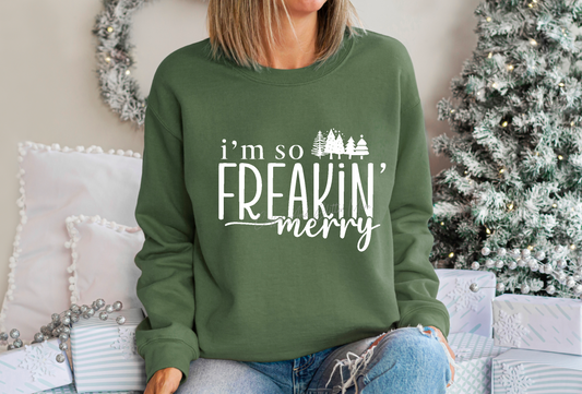 So Freaking Merry (Light Colors) Christmas Sweatshirt