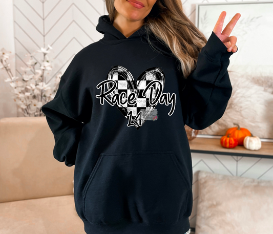 Race Day Checkered Heart Hoodie