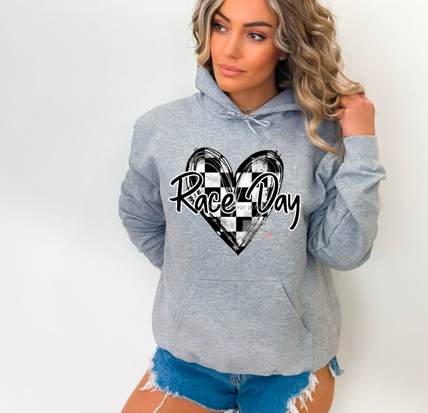 Race Day Checkered Heart Hoodie