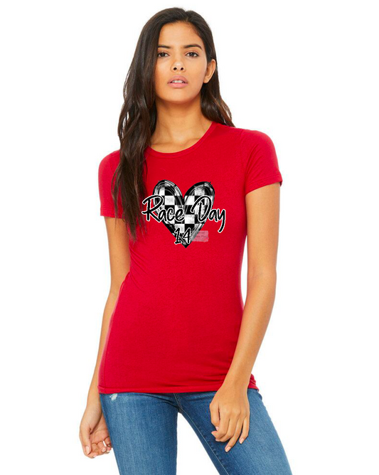Race Day Checkered Heart Fitted Tee