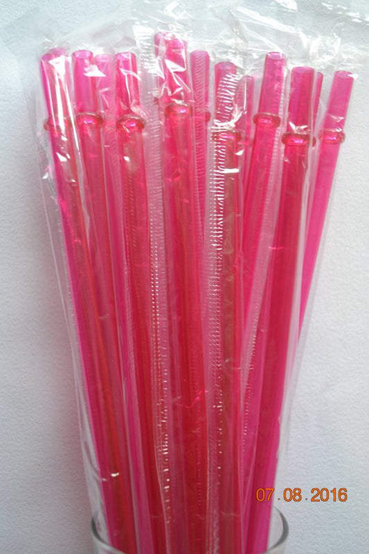 9" Hot Pink Solid Reusable Straw