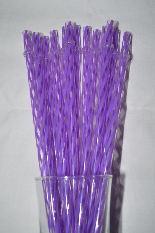 9" Purple Clear Swirly Reusable Straw